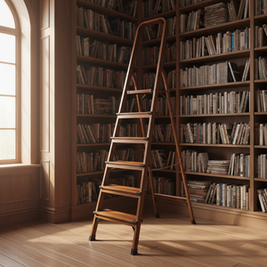 บันไดพับได้ทำจากอลูมิเนียมลายไม้สไตล์ญี่ปุ่นบันไดขั้นบันไดกว้าง6ขั้นพร้อมราวจับ - Product Image 2