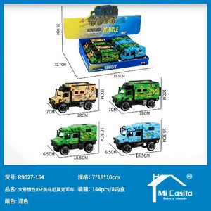 All'ingrosso Set di 8 PVC inerzia macchinine Unimog camion militari in colori misti con funzione di attrito - Product Image 1