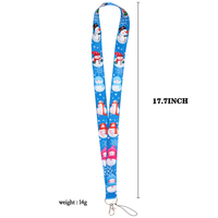 Cordons de Noël en polyester en gros, sangles porte-badge de fête avec imprimés de dessins animés Père Noël et Bonhomme de neige