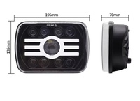Phare de travail LED IOL 6x7 pouces, faisceau haut/bas, 6500K, yeux d'ange multicolores, étanche, 80V, 6500 lumens, pour voiture/camion