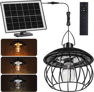 Lampe Solaire Suspendue IP65 Étanche Blanc Chaud avec Panneau Séparé et Télécommande pour Extérieur, Plafond, Jardin, Patio, Gazebo, Grange, Garage - Product Image 1