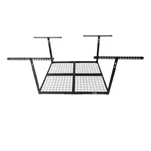 Rak rak gantung atas atap 48 "x 48" /24 "X96", rak penyimpanan jala kawat baja logam penggunaan garasi rumah 2 IN 1 rak atas langit-langit