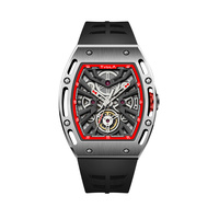 Reloj de Lujo OEM Tonneau Skeleton, Reloj Mecánico Automático Miyota, Correa de Silicona, Reloj Deportivo para Hombre