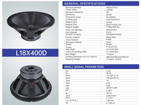 Subwoofer de Haute Qualité à Bobine de Haut-Parleur à Double Ferrite, 18 Pouces, 1400 Watts, Coque Métallique, 100 mm, 8 Ohms/4 Ohms, SNR 96 dB, Garantie 3 Mois