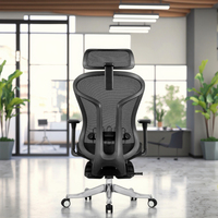 Chaise de bureau ergonomique moderne entièrement en maille, avec support lombaire réglable, repose-pieds pivotant, base en alliage d'aluminium, vérin à gaz certifié classe 3