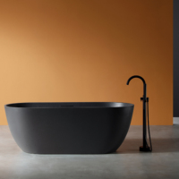 Baignoire autoportante noire, baignoire moderne à motif pierre