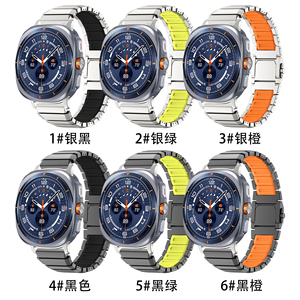 Bracelet de montre hybride titane-silicone, boucle magnétique, bracelet de remplacement sport, OEM personnalisé pour Samsung Galaxy Watch Ultra 2 - Product Image 6