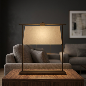Lampe de table moderne en aluminium avec abat-jour en lin beige, LED E27 3500K blanc chaud, écologique, protection des yeux, AC 85-265V, commande par interrupteur - Product Image 4