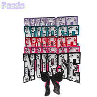 Patch d'infirmière brodé de paillettes de chenille de 10.6 pouces fait à la main Patch d'infirmière nœud en tissu thermocollant vêtements chapeaux vêtements Logos personnalisés
