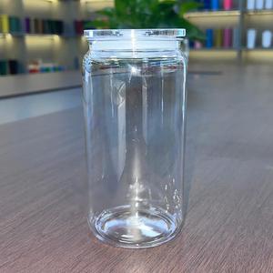 Lata Reutilizable de Plástico para Beber, Taza Fría Irrompible para Picnic al Aire Libre, con Tapa y Pajita, Transparente, 16oz - Product Image 1