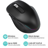 Draadloze muis voor meerdere apparaten Ergonomische, stille klikfunctie Oplaadbare muis voor computer, desktop-pc, laptop en tablet