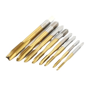 Broca de tornillo con recubrimiento de nitruro de titanio HSS, broca de rosca de flauta recta en espiral, herramientas manuales para corte de rosca - Product Image 1