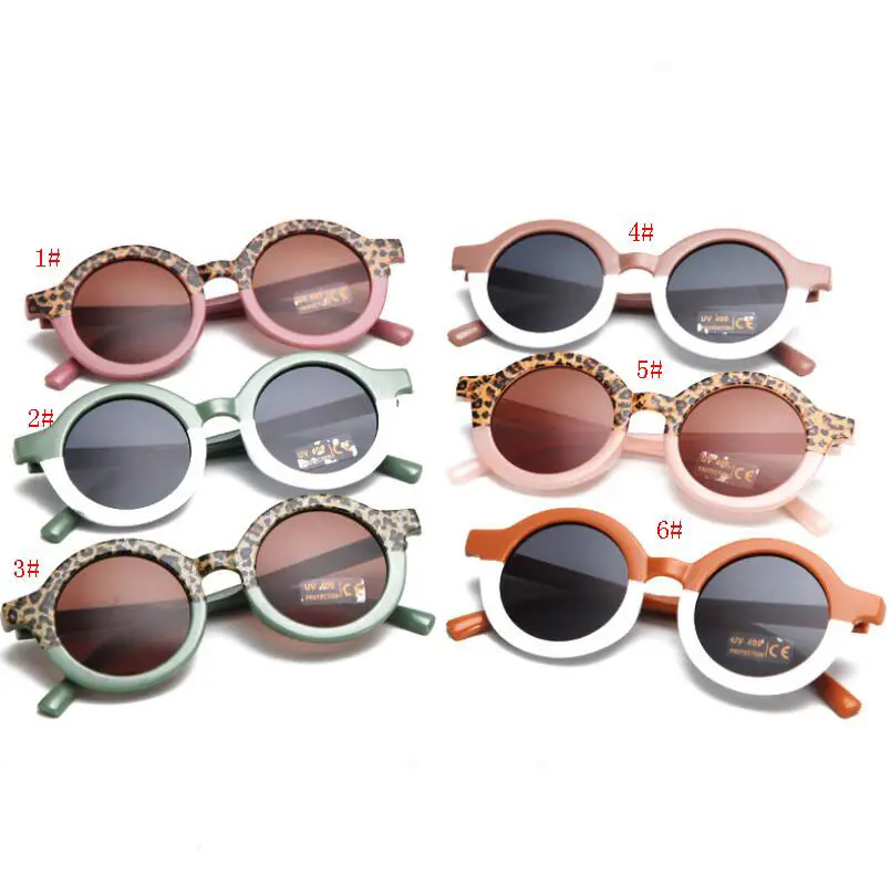 Óculos de sol de armação redonda para meninos e meninas, óculos de sol com dobradiça de metal, combinando com cores, moda infantil de 2024, óculos internacionais