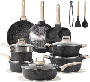 <span class=keywords><strong>Set</strong></span> di Pentole in Granito di Alta Qualità, Antiaderente, Bianco e Nero, <span class=keywords><strong>Set</strong></span> di Pentole e Padelle Grandi in Alluminio e Granito per Cucina - Product Image 3