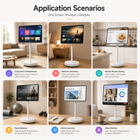 Televisor Inteligente Portátil Todo en Uno con Ruedas, Pantalla Táctil Android con Cámara y Altavoz para el Hogar y la Oficina