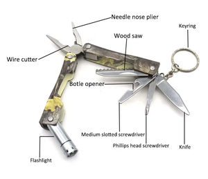 Quà tặng khuyến mãi EDC Pocket Tool Keychain Knife thép không gỉ lưỡi răng cưa Metric DIY xách tay mini đa công cụ Led đèn pin - Product Image 4