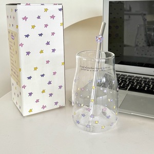 Gobelet à eau Lelyi Ins en <span class=keywords><strong>verre</strong></span> borosilicate coloré, résistant à la chaleur, <span class=keywords><strong>avec</strong></span> <span class=keywords><strong>paille</strong></span>, motif cœur de fille - Product Image 6