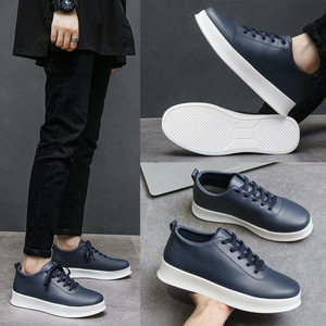 Zapatos Deportivos Casuales Ligeros para Hombre, de Cuero PU, Estilo Versátil, Mocasines de Corte Bajo con Cordones, Amortiguación, Color Negro Puro, Antideslizantes, para Invierno - Product Image 6