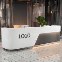 Bureau de réception moderne en bois blanc de luxe personnalisable, écologique, pour salon de beauté, salon de coiffure