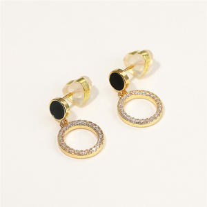 Orecchini Pendenti Classici E1619 in Lega di Zinco Dorata da Donna con Cristalli e Strass, Montatura a Cerchio Geometrico, Gioielli alla Moda per Feste - Product Image 5