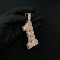 Collier Pendentif Personnalisé de Luxe en Zircon, Pendentifs Numériques Hip Hop Plaqué Or, Breloques de Mode Iced Out
