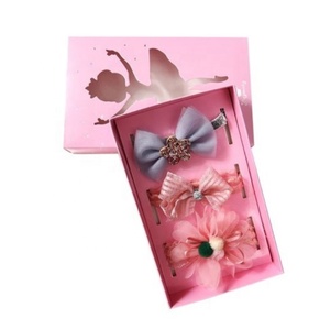 Set copricapo elasticizzato per bambini con fiocco da ragazza con corona di pizzo cravatta per capelli in tre pezzi con scatola per bambine - Product Image 2