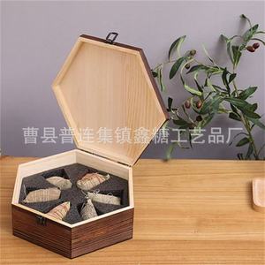 Caja de almacenamiento hexagonal de madera para joyería, embalaje de regalo, tamaño y grosor personalizables, 1-3L, diseño retro con tapa abatible. - Product Image 4