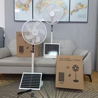 Ventilateur sur pied solaire rechargeable de 16 pouces KL-8716-Li avec panneau solaire, batterie au lithium, ventilateur sur pied AC/DC pour la maison et l'extérieur
