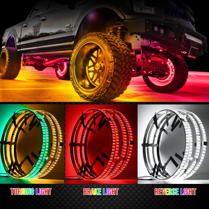 Anneaux lumineux RGB+Blanc à 2 rangées, éclairage de jante RGBW pour camion, feux de jante <span class=keywords><strong>LED</strong></span> à couleurs changeantes adaptés aux camions, pick-up, voitures, SUV, tout-terrain - Product Image 5