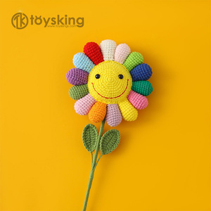 ถักโครเชต์ลายการ์ตูนสไตล์นอร์ดิกดอกทานตะวันสีสันสดใสอมยิ้มดอกไม้ของเล่นจำลองสีรุ้งผลิตภัณฑ์สำเร็จรูปน่ารัก - Product Image 3