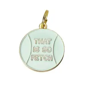 Custom Manufacture Metal Sport Game Dog Baseball That is So Fetch Soft Enamel Pet ID Metal Cat Dot Tag Key Chain Ring Keychain