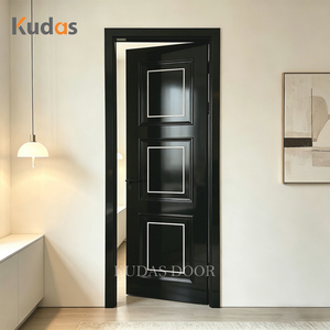 <span class=keywords><strong>Porte</strong></span> intérieure en bois de style moderne, couleur noire brillante, de style luxueux, pour chambre à coucher, villa, hôtel - Product Image 2