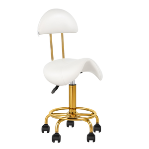 Saddle <b>Stool</b> with Back Support Ergonomic Barber Gold Chair with <b>Wheels</b> Hydraulic <b>Stool</b> for Tattoo Salon Shoppe Spa - Product Image 1
