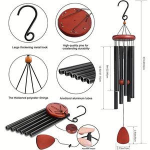 Large Aluminium <b>Wind</b> <b>Chimes</b> 37" Inches to Create a Zen Atmosphere Suitable for Outdoor, Garden, Patio Decoration. - Product Image 2