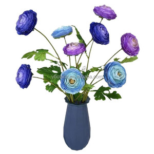 H277 Camélia goutte de rosée à trois têtes, Camélia brosse à cheveux, Composition florale pour réception de <span class=keywords><strong>mariage</strong></span>, Fleurs artificielles, Décoration intérieure - Product Image 1
