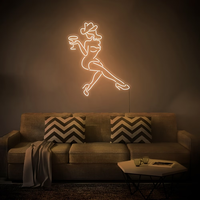 Enseigne néon LED « Cowgirl Western avec chapeau et verre à vin » pour décoration murale de bar et pub