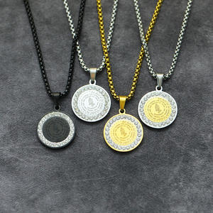 Collar con Colgante de Piedra Preciosa Estilo Punk, Chapado en Oro de 18K, Acero Inoxidable 316L, Personalizable al por Mayor, para Hombre, <span class=keywords><strong>Atila</strong></span> AD-0015 - Product Image 1