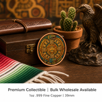 Pièce de monnaie personnalisée en cuivre fin 999, motif Aigle mexicain et Pierre du Soleil aztèque, 1 oz, impression UV double face, calendrier, objet de collection, cadeau