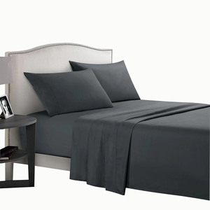 Polyester Sợi Nhỏ Vải 4Pcs Được Trang Bị Tấm Set 1 Tấm Phẳng 2 Gối Trường Hợp Chất Lượng Cao Polyester Bộ Đồ Giường Tấm Bộ trơn tru - Product Image 5