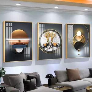 Peinture murale encadrée en gros, 3 pièces/ensemble, décoration moderne de luxe, design, peinture murale en porcelaine, image - Product Image 1