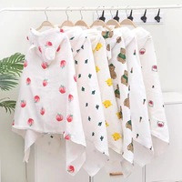 Peignoir de bain pour bébé en coton pur à quatre couches, écologique, à capuche, motif dessin animé, poncho portable, serviette de bain en guimauve