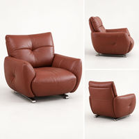 Fauteuil lounge moderne en cuir, fauteuil individuel rembourré, fauteuil de lecture pour salon, hall d'hôtel
