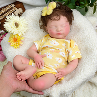 20 Zoll Vollsilikon-Babypuppe Mädchen Handgefertigte Kurze Lockige Haare Neugeborenen-Größe Schlafende Puppe 3D-Haut Hochwertige Geschenke