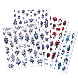 Pegatinas 3D de Flores Mágicas, Mariposas de Dibujos Animados, Adhesivos para Uñas, en Caja, No Tóxicos, para Decoración de Diarios DIY - Product Image 4