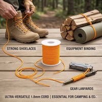 Micro-paracorde 1,8 mm, bobine de 350 m, cordon de macramé fin tressé et enduit, haute ténacité, pour confection de vêtements, bricolage, pêche, camping, carillon éolien