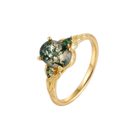 Bague YILUN S925 en argent sterling avec zircon et agate, style vintage, plaquée or, pour femme, bijoux de fiançailles, certifiée REACH et BSCI