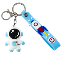 Porte-clés 3D en PVC avec pendentif pour sac de voiture, dessin animé mignon, astronaute, astronaute, cadeau de couple