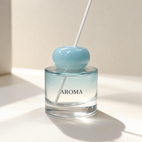 Bouteille diffuseur d'arômes en verre ronde 100ml 150ml 200ml avec couvercle en résine et bâtonnets parfumés – Bouteille d'huile aromathérapeutique personnalisée – Offre Spéciale