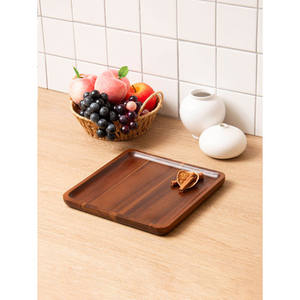Assiettes à dîner en bois d'acacia faites à la main carrées 24.5 cm fruits modernes polis à la main pour les fêtes d'hôtels Commande minimum 50pcs - Product Image 1
