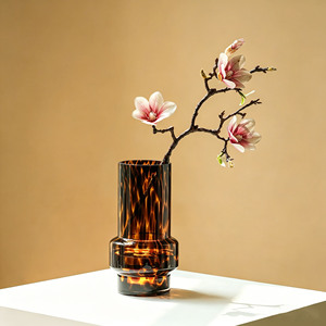 Vaso di Lusso in Vetro Grande con Stampa Leopardata, Vaso <span class=keywords><strong>Vintage</strong></span> per Fiori Idroponici, Decorazione da Tavolo per Soggiorno e Showroom - Product Image 6
